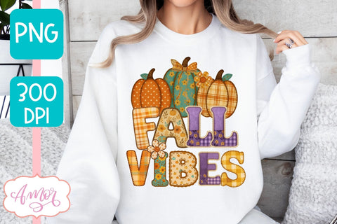 Fall vibes sublimation PNG | Fall Pumpkin PNG design Sublimation Amorclipart 