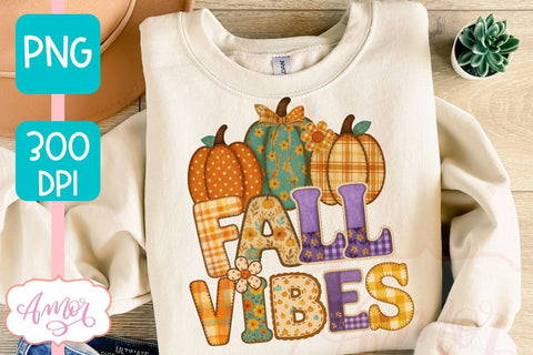 Fall vibes sublimation PNG | Fall Pumpkin PNG design Sublimation Amorclipart 