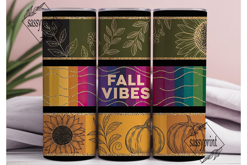 Fall Vibes Sunflowers 20oz Tumbler Wrap Sublimation sassyprint 