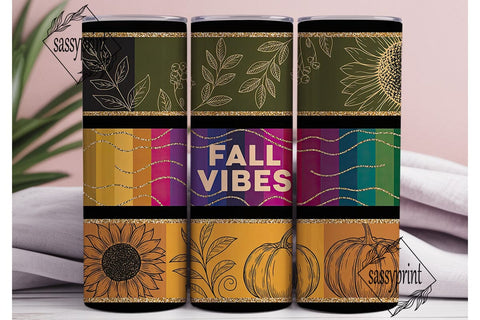 Fall Vibes Sunflowers 20oz Tumbler Wrap Sublimation sassyprint 