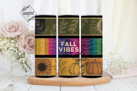 Fall Vibes Sunflowers 20oz Tumbler Wrap Sublimation sassyprint 