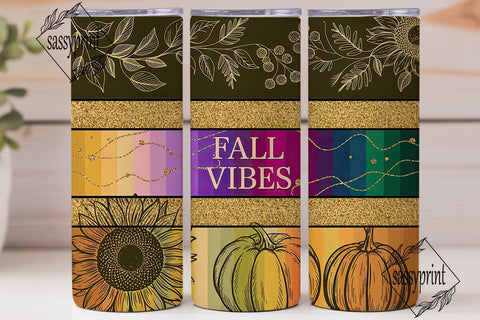 Fall Vibes Sunflowers 20oz Tumbler Wrap Sublimation sassyprint 