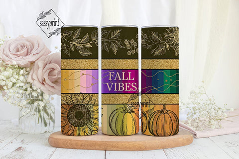 Fall Vibes Sunflowers 20oz Tumbler Wrap Sublimation sassyprint 
