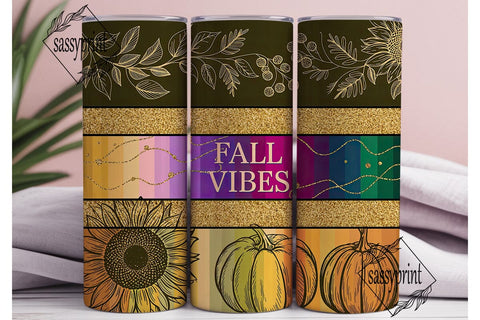 Fall Vibes Sunflowers 20oz Tumbler Wrap Sublimation sassyprint 