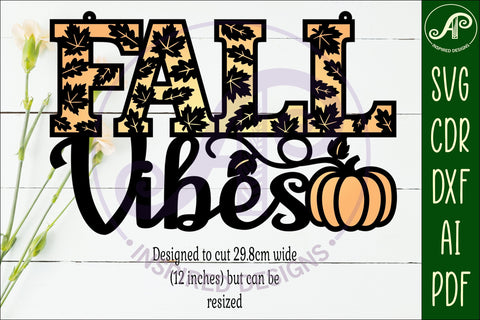 Fall vibes two layer wall sign svg laser cut file SVG APInspireddesigns 