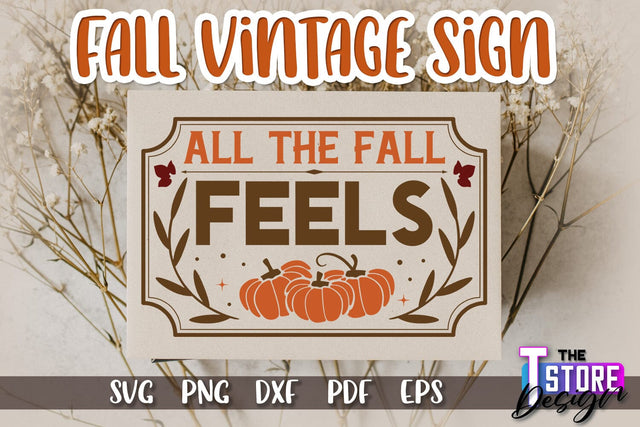 Fall Vintage Sign | Autumn Season | Happy Fall | Autumn Vibes | SVG File SVG The T Store Design 