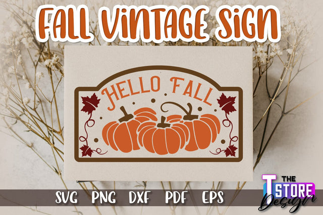 Fall Vintage Sign | Autumn Season | Happy Fall | Autumn Vibes | SVG File SVG The T Store Design 