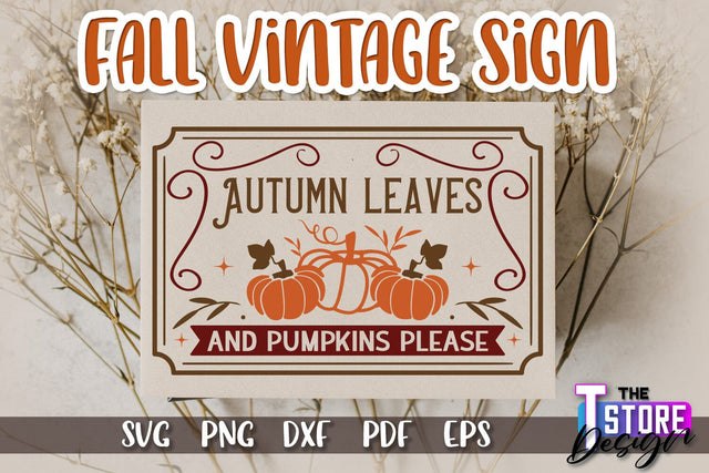 Fall Vintage Sign | Autumn Season | Happy Fall | Autumn Vibes | SVG File SVG The T Store Design 