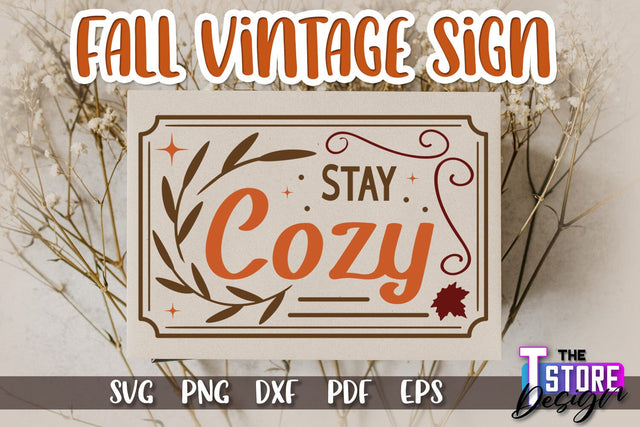 Fall Vintage Sign | Autumn Season | Happy Fall | Autumn Vibes | SVG File SVG The T Store Design 