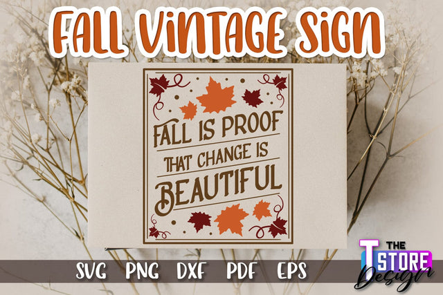 Fall Vintage Sign | Autumn Season | Happy Fall | Autumn Vibes | SVG File SVG The T Store Design 
