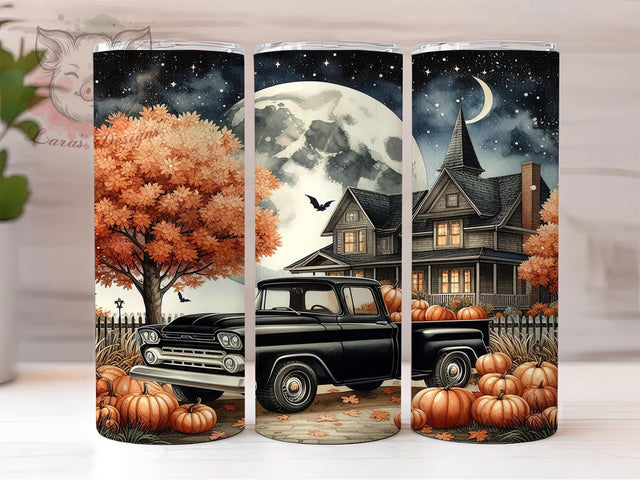 Fall Vintage Truck 20oz Tumbler Png, Straight & Tapered Tumbler Png, Truck Black Tumbler Png, Digital Download PNG Sublimation Lara' s Designs 