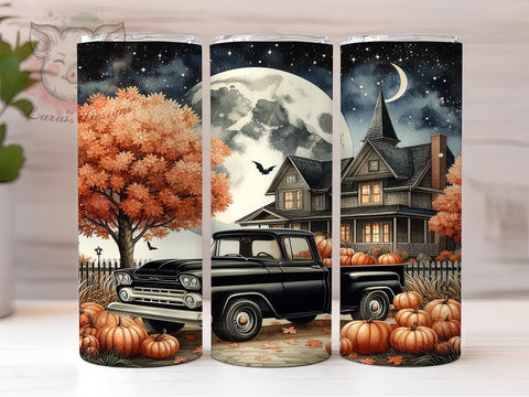 Fall Vintage Truck 20oz Tumbler Png, Straight & Tapered Tumbler Png, Truck Black Tumbler Png, Digital Download PNG Sublimation Lara' s Designs 