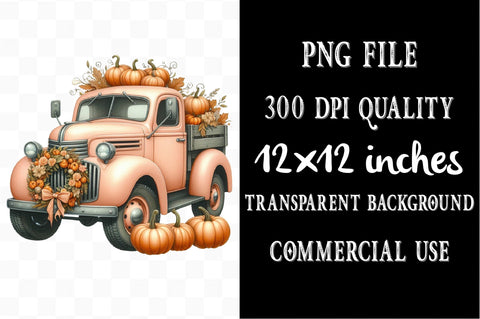 Fall Vintage Truck & Pumpkins Sublimation SVGista 