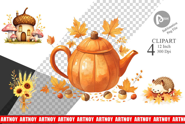 Fall Watercolor Clipart Sublimation artnoy 