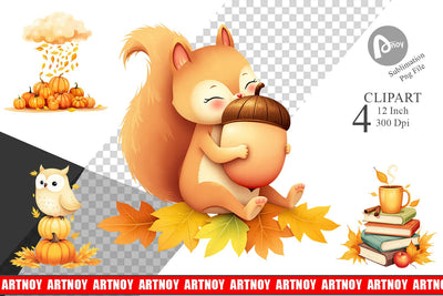 Fall Watercolor Clipart Sublimation artnoy 
