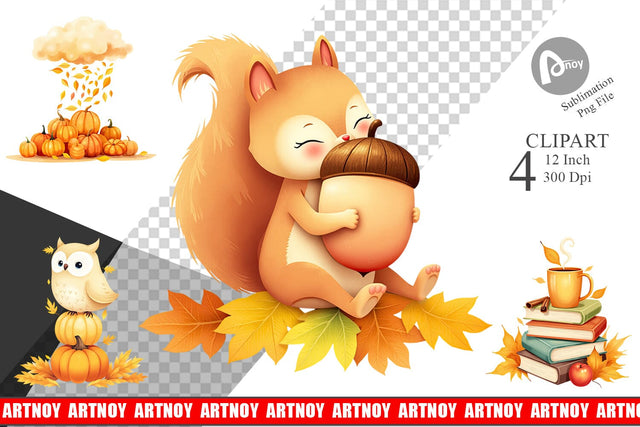 Fall Watercolor Clipart Sublimation artnoy 
