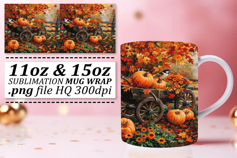 Fall Watercolor Landscape Mug Wrap 11oz/15oz Sublimation afrosvg 