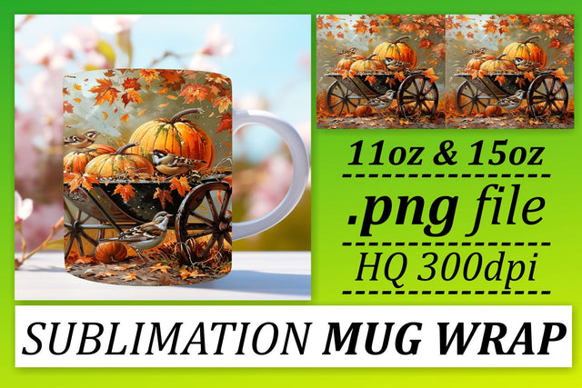 Fall Watercolor Landscape Mug Wrap for Sublimation Sublimation afrosvg 