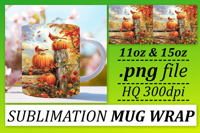 Fall Watercolor Landscape Mug Wrap Sublimation 11oz/15oz Sublimation afrosvg 