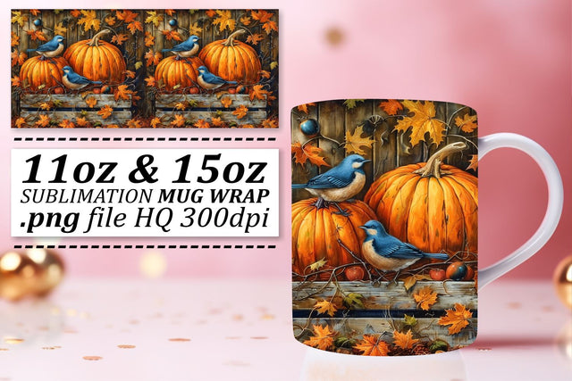 Fall Watercolor Landscape Mug Wrap Sublimation 11oz/15oz Sublimation afrosvg 