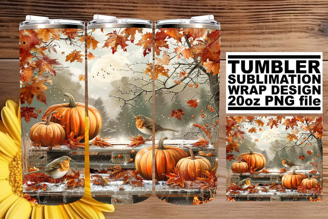 Fall Watercolor Landscape Tumbler Wrap - Sublimation 20oz Sublimation afrosvg 