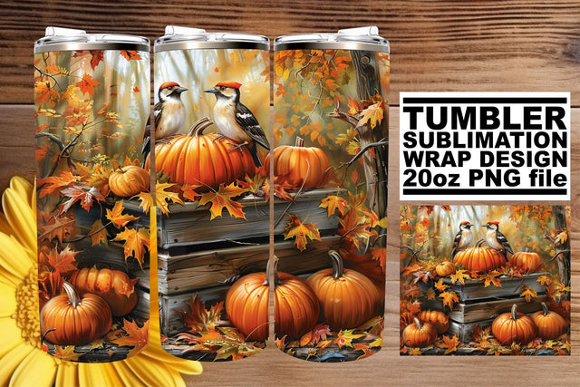 Fall Watercolor Landscape Tumbler Wrap Sublimation 20oz Sublimation afrosvg 