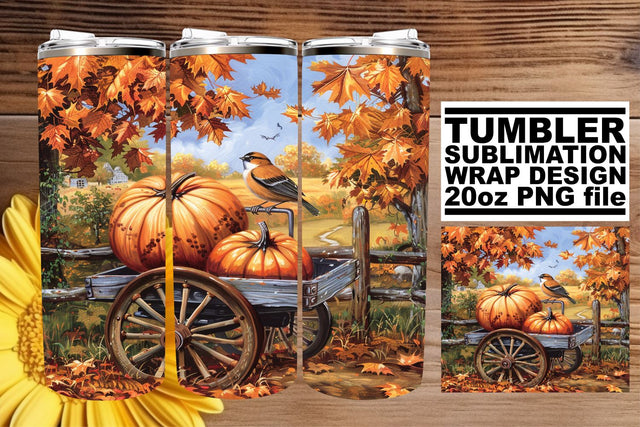 Fall Watercolor Landscape Wrap - Sublimation 20oz Tumbler Sublimation afrosvg 