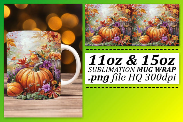 Fall Watercolor Landscape Wrap Sublimation Mug 11oz/15oz Sublimation afrosvg 