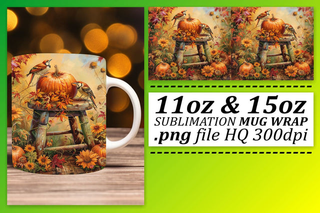 Fall Watercolor Mug Wrap Autumn Landscape 11oz/15oz Sublimation afrosvg 