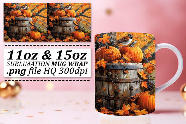 Fall Watercolor Mug Wrap Design for 11oz/15oz Sublimation afrosvg 