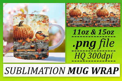 Fall Watercolor Mug Wrap Design Sublimation 11oz/15oz Sublimation afrosvg 