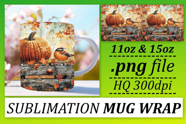 Fall Watercolor Mug Wrap Design Sublimation 11oz/15oz Sublimation afrosvg 