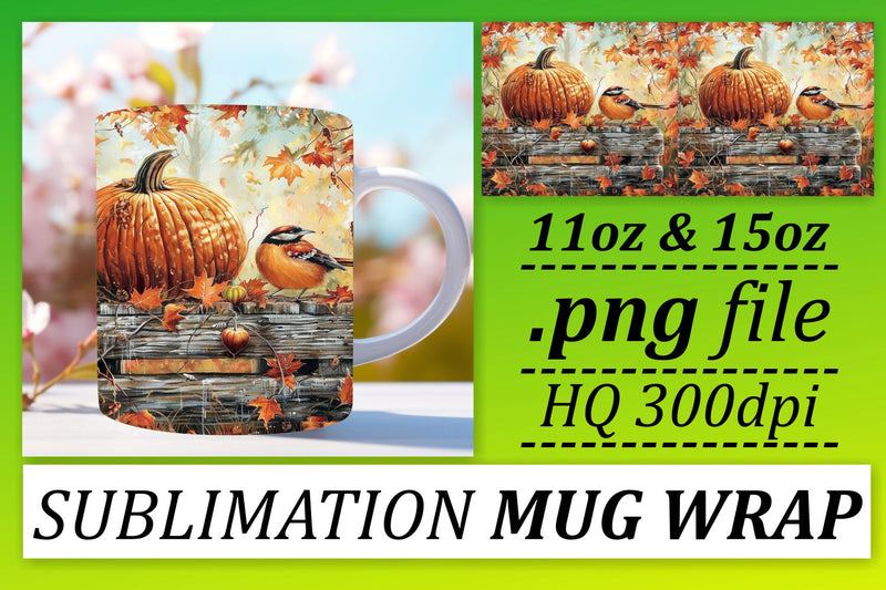 Fall Watercolor Mug Wrap Design Sublimation 11oz/15oz Sublimation afrosvg 