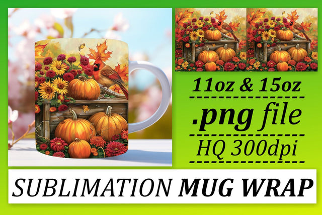 Fall Watercolor Mug Wrap Sublimation Design 11oz/15oz Sublimation afrosvg 
