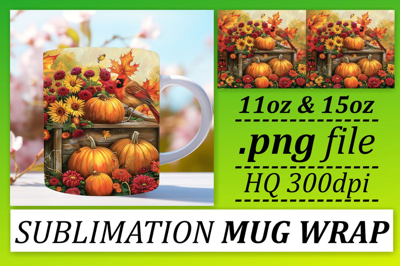 Fall Watercolor Mug Wrap Sublimation Design 11oz/15oz Sublimation afrosvg 