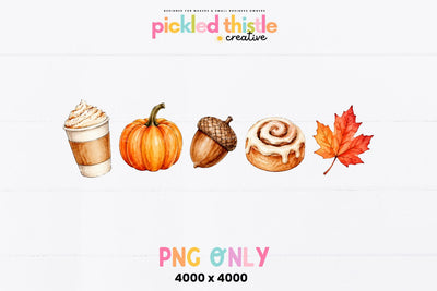 Fall Watercolor PNG, Autumn Clipart Graphic SVG Pickled Thistle Creative 