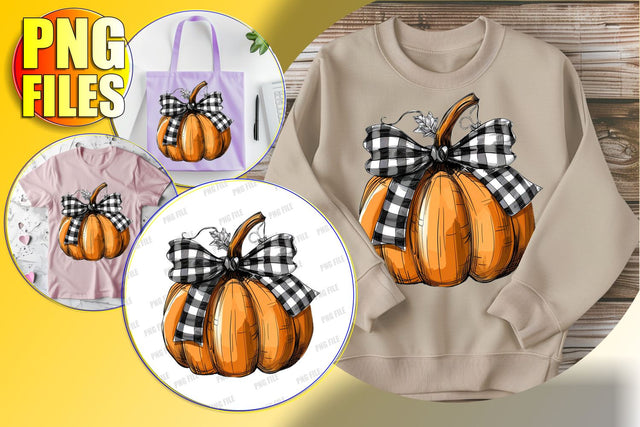 Fall Watercolor Pumpkin Bow Sublimation Clipart Sublimation afrosvg 