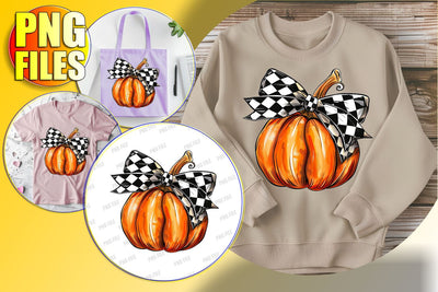 Fall Watercolor Pumpkin with Bow PNG for Sublimation Sublimation afrosvg 