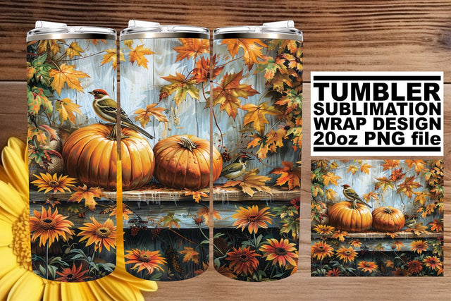 Fall Watercolor Tumbler Wrap Design for 20oz Sublimation afrosvg 