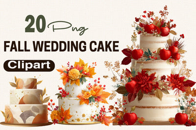 Fall Wedding Cake Clipart Bundle Sublimation SVGArt 