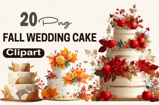 Fall Wedding Cake Clipart Bundle Sublimation SVGArt 
