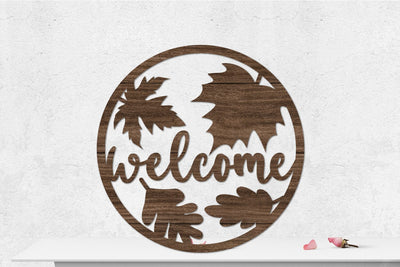 Fall Welcome Sign Rounded Laser cut SVG zafrans studio 