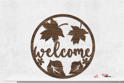 Fall Welcome Sign Rounded Laser cut SVG zafrans studio 