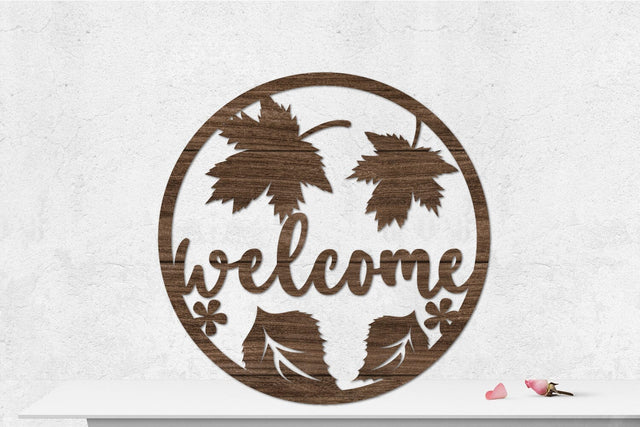 Fall Welcome Sign Rounded Laser cut SVG zafrans studio 