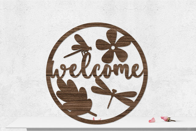 Fall Welcome Sign Rounded Laser cut SVG zafrans studio 