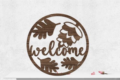 Fall Welcome Sign Rounded Laser cut SVG zafrans studio 