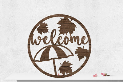 Fall Welcome Sign Rounded Laser cut SVG zafrans studio 