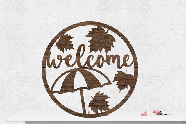 Fall Welcome Sign Rounded Laser cut SVG zafrans studio 