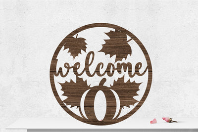 Fall Welcome Sign Rounded Laser cut SVG zafrans studio 