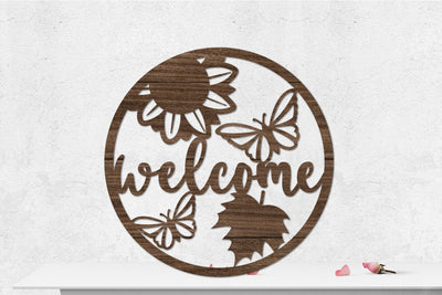 Fall Welcome Sign Rounded Laser cut SVG zafrans studio 